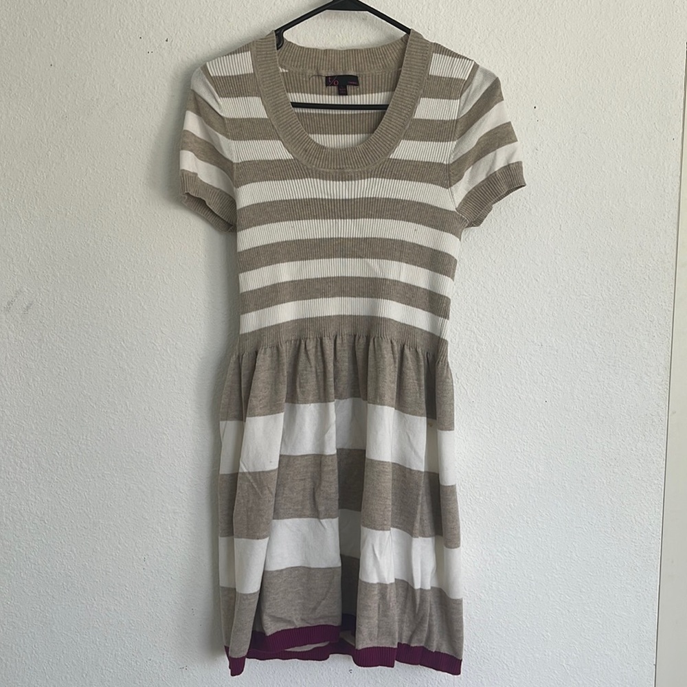 t/o sweaters brand dress size large with white and grey stripe